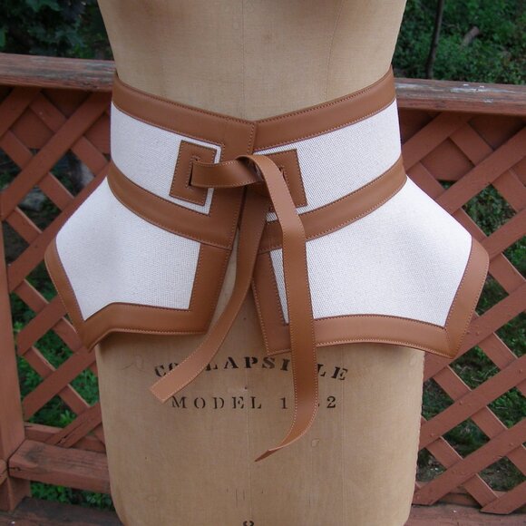 RARE NWT LOEWE Tan Canvas & Leather Obi Belt - Picture 7 of 15